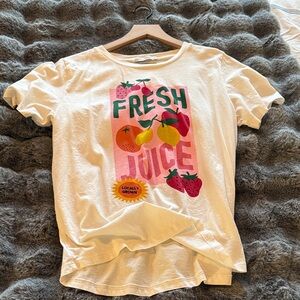 Fresh Juice Graphic Tee - White with Pink, Yellow & Green Fruit Print
